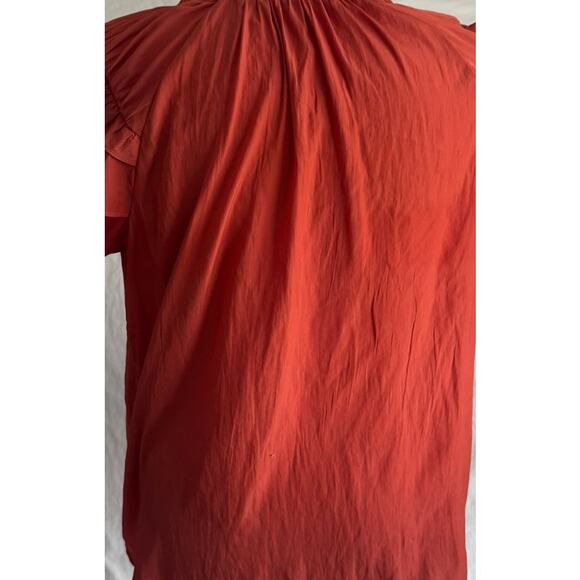 Rose + Olive V Neck Flutter Sleeve Ruffle Top 100% Polyester - Picture 6 of 8